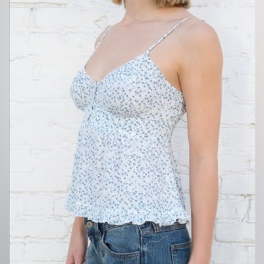 NWT💕 Brandy Melville Tiffany Floral Tank - Blue/White O/S